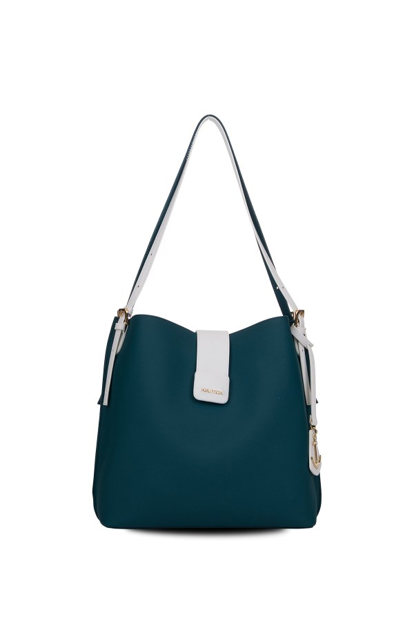 NAUTICA TURKUAZ-BEYAZ KADIN OMUZ ÇANTASI